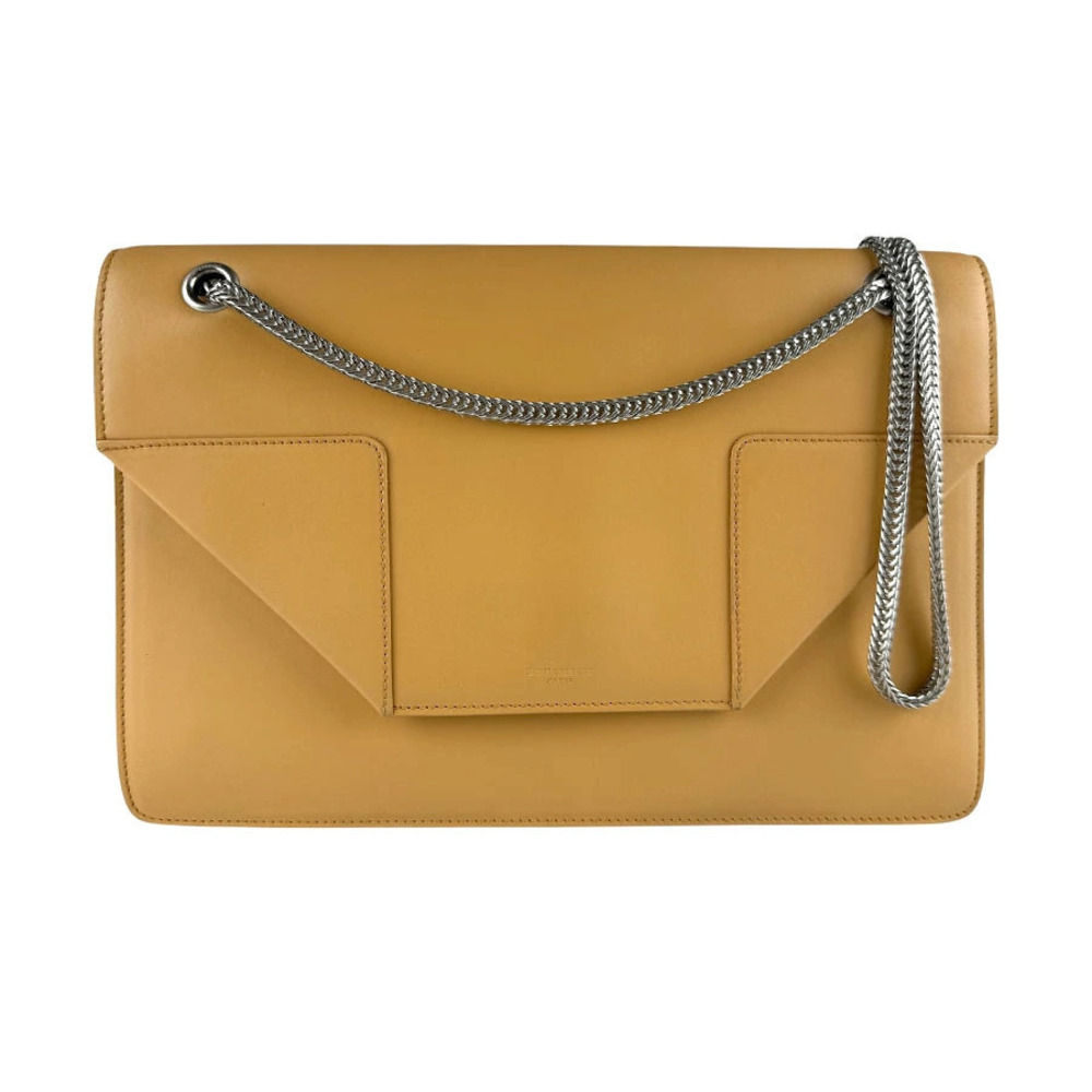 Saint Laurent Betty Shoulder Bag Leather Metal Beige Cream Silver